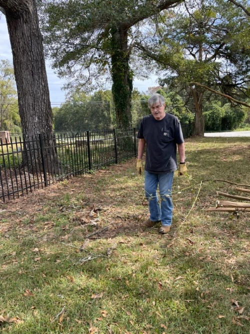 Our Hero, Jack Morris, helping us clean up the grounds – Photo by Gail Jenkins © October 6, 2023