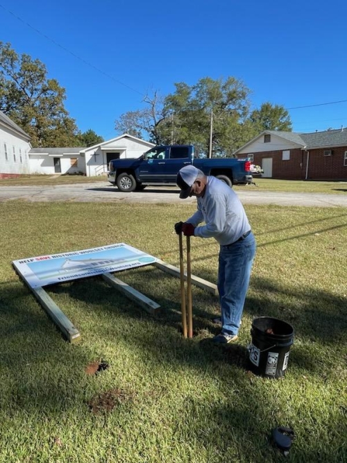 David Jenkins getting the holes dug for sign!  Photo by Gail Jenkins October 17, 2023