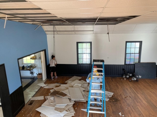 That Ceiling is Coming Down! Photo by Ryan Arvay © 2023 (April 29) 