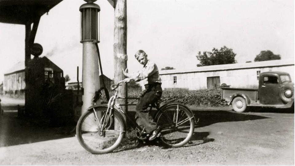 Bobby Jackson on bicycle in Woolsey. From the Bobby Jackson Collection Bobby Jackson on bicycle in Woolsey. From the Bobby Jackson Collection